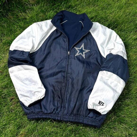 Rare! Vintage NFL Dallas Cowboys Reversible Jacket Men XL Fleece Y2K Star Logo - Picture 2 of 12